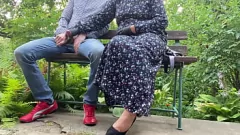 Play Outdoor MILF Cuckold: Hot Milf Milks Hubby's Cock in Public